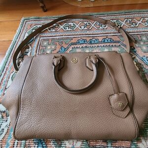 Tory Burch Robinson double zip tote pebbled leather